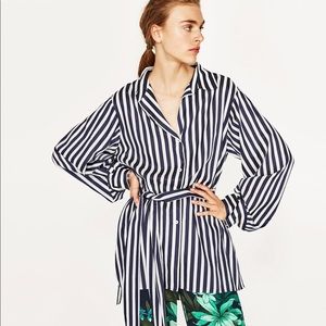 NWOT Zara Women Striped Blouse / Tunic with Belt